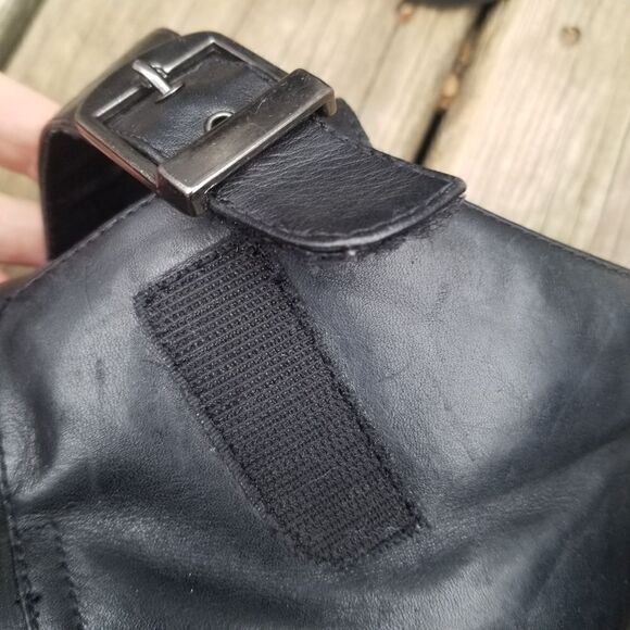 Vintage 90s y2k Bratz Square Toe Chunky Heel Black Leather Ankle Boots Booties 9 - Picture 2 of 9